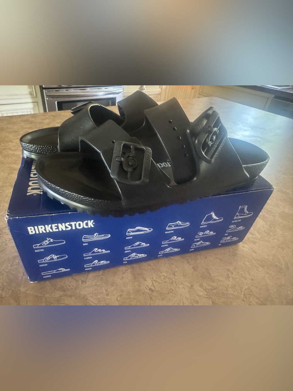 Birkenstock women's  Black Arizona EVA Sandals with Buckles